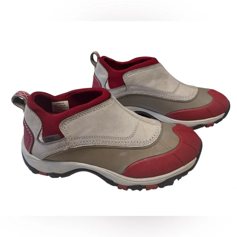 LL Bean Tek 2.5 Dri-Lex Boots Slip On Woman’s Red Grey Slip on Outdoor Hiking8.5